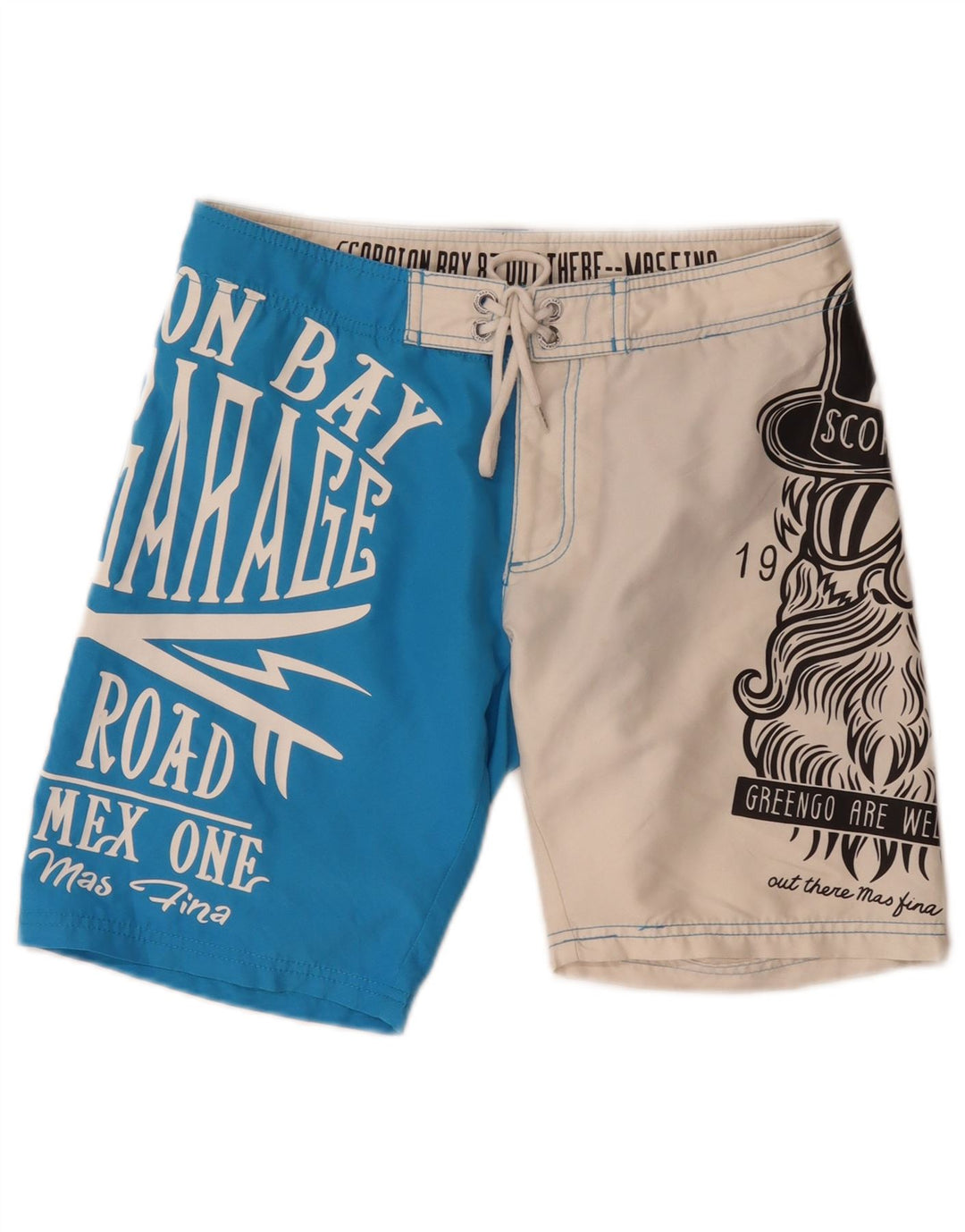 Shorts de natação masculino Scorpion Bay gráfico azul médio colorblock poliéster