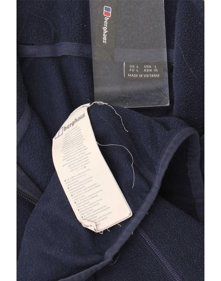 Berghaus Suéter masculino de lã com zíper e gola grande poliéster azul marinho