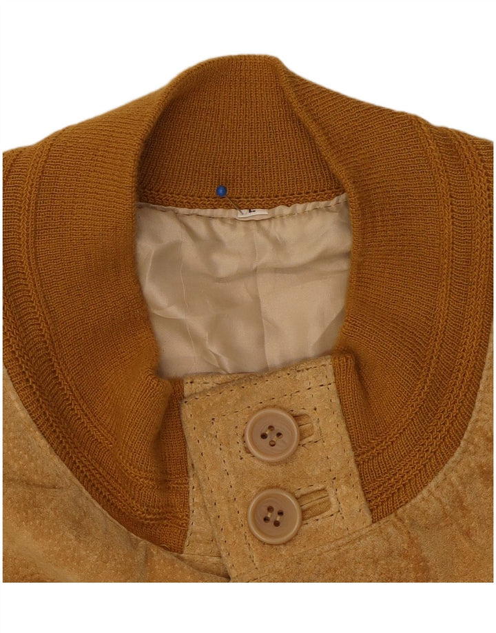 Jaqueta bomber masculina vintage de camurça Reino Unido 40 grande couro marrom