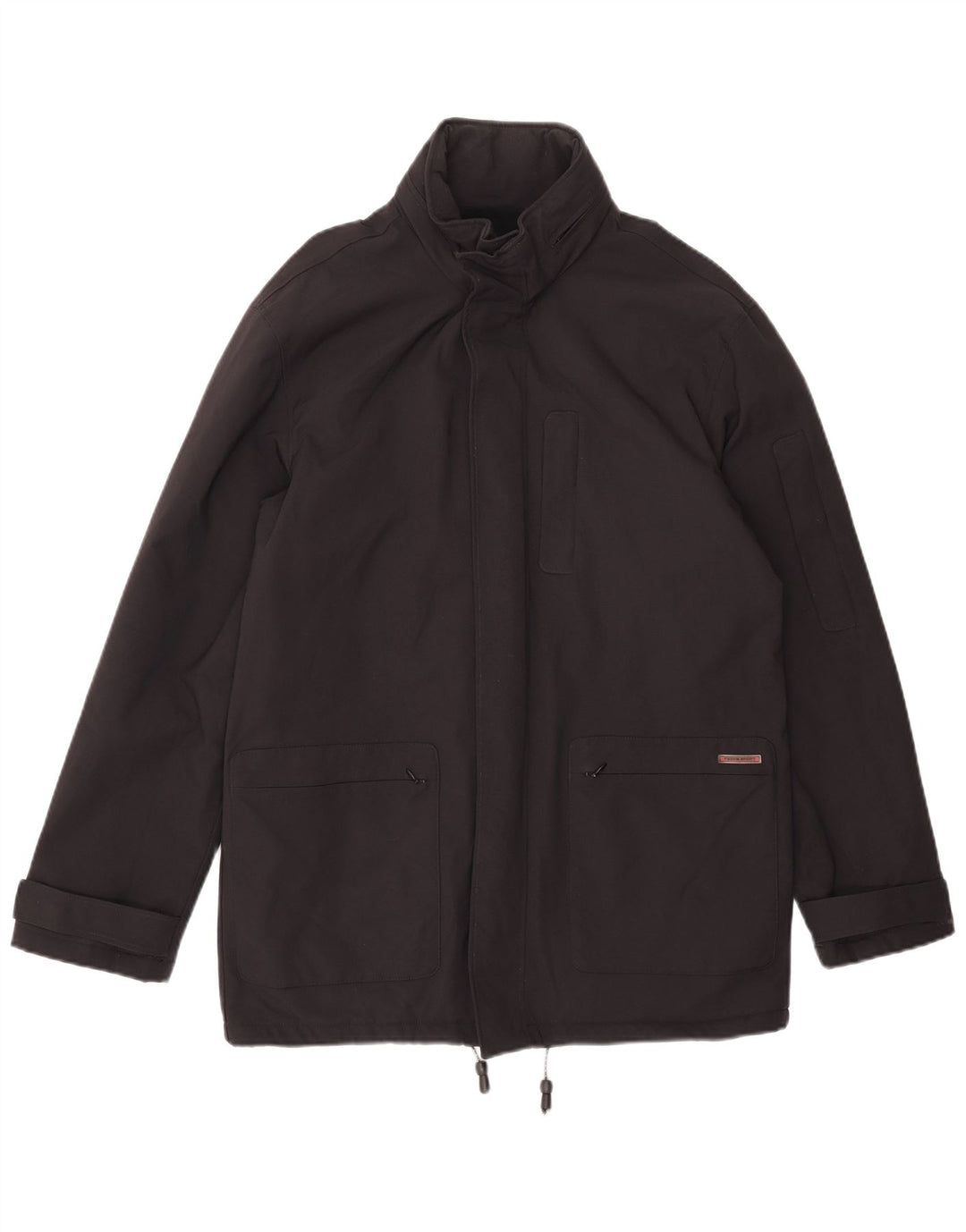 Jaqueta corta-vento masculina Gianfranco Ferre com capuz Reino Unido 38 médio preto nylon