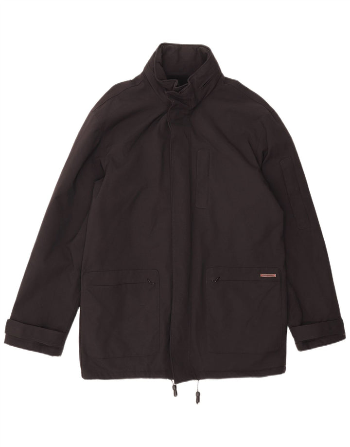 Jaqueta corta-vento masculina Gianfranco Ferre com capuz Reino Unido 38 médio preto nylon