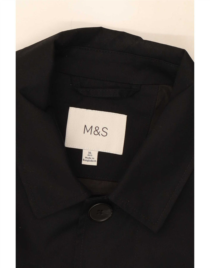 Casaco impermeável masculino Marks & Spencer Reino Unido 42 XL poliéster preto