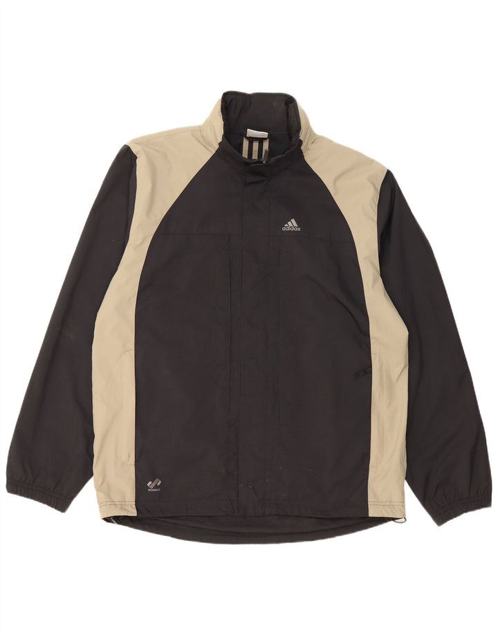 ADIDAS Mens Hooded Rain Jacket UK 38 Médio Preto Colourblock Poliéster