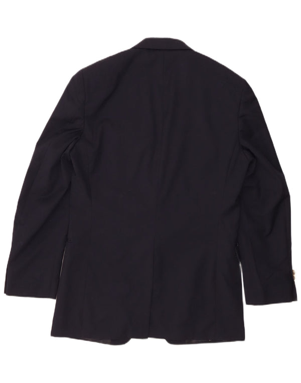 Jaqueta blazer masculina Chaps Longline 2 botões Reino Unido 38 lã azul marinho médio