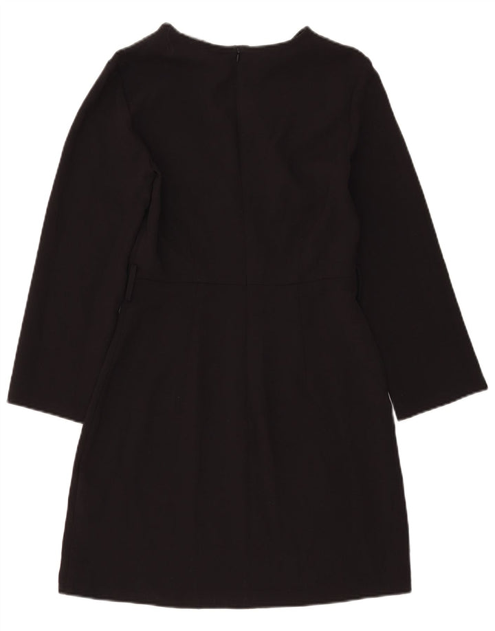 Vestido feminino Zara com bainha de manga comprida Reino Unido 8 pequeno poliéster preto