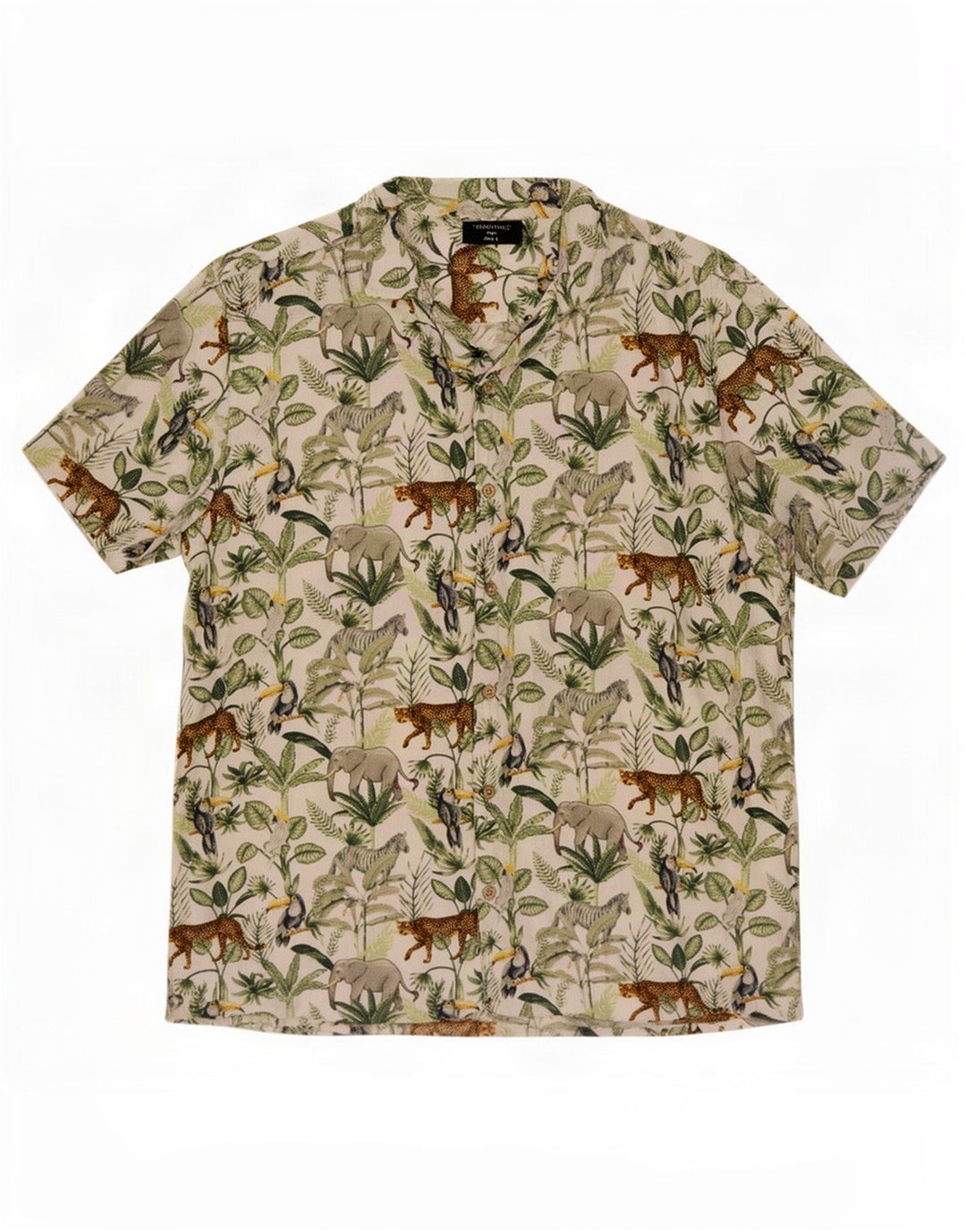 Camisa masculina de manga curta Tessentials Jungle grande estampa animal multicolorida