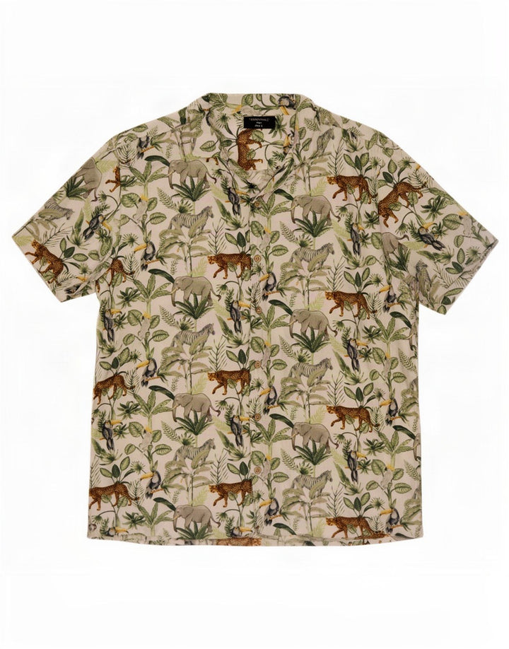 Camisa masculina de manga curta Tessentials Jungle grande estampa animal multicolorida