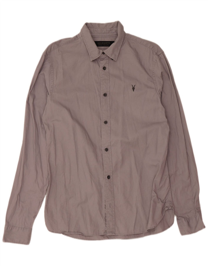 Camisa masculina All Saints pequena cinza algodão