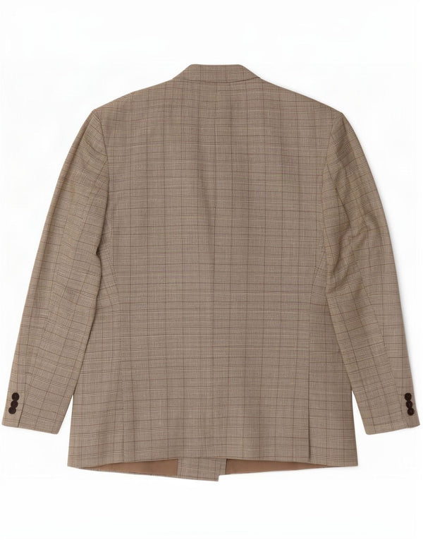 Jaqueta blazer masculina vintage com peito duplo Reino Unido 42 XL verde houndstooth