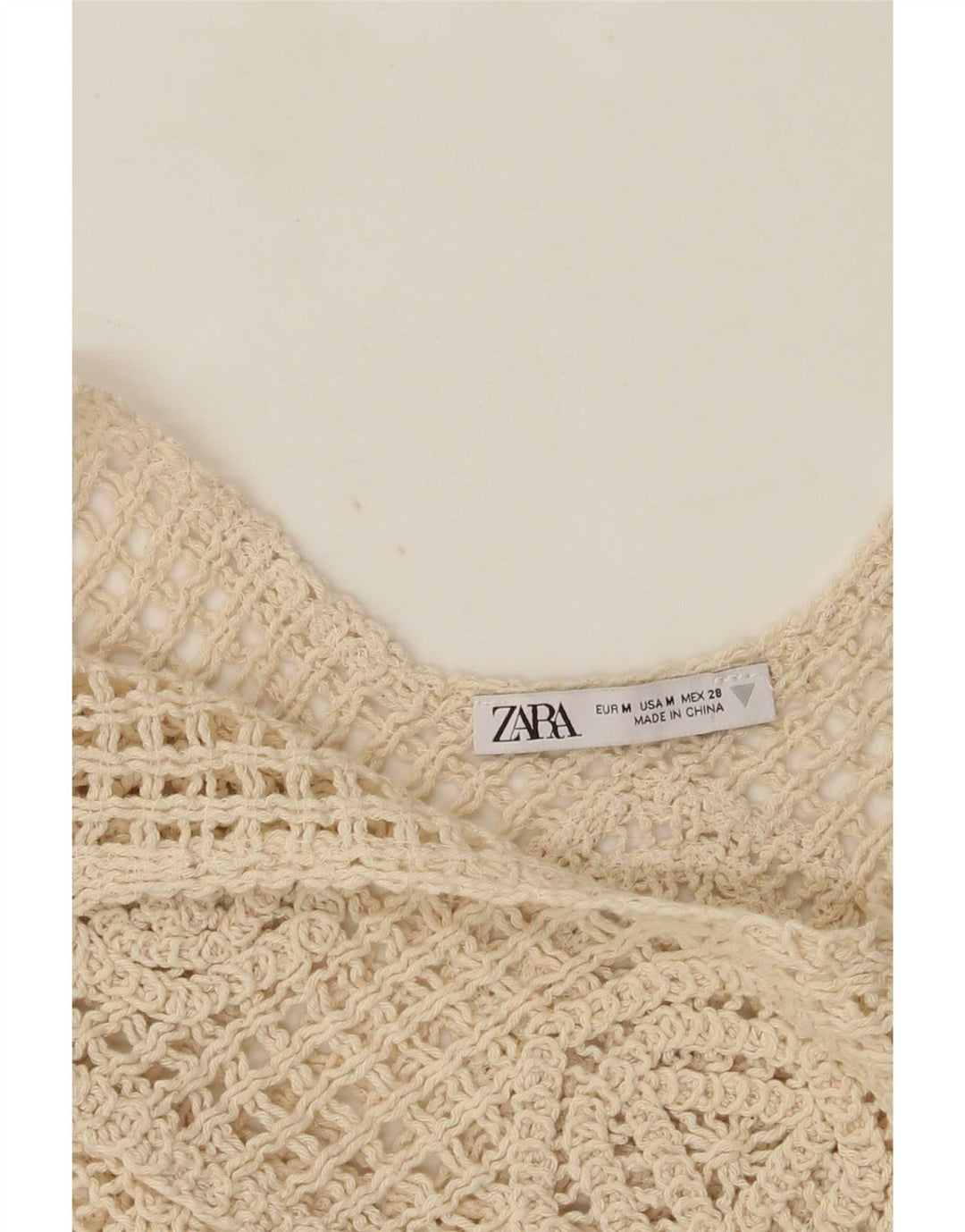 Zara Womens Crop Crochet Cami Top Reino Unido 12 Médio Bege