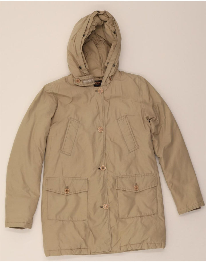 WOOLRICH Girls Hooded Padded Coat 13-14 Years Beige Nylon Vintage Woolrich and Second-Hand Woolrich from Messina Hembry 
