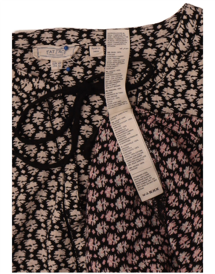 Top túnica feminina de manga comprida Fat Face UK 16 grande floral multicolorido