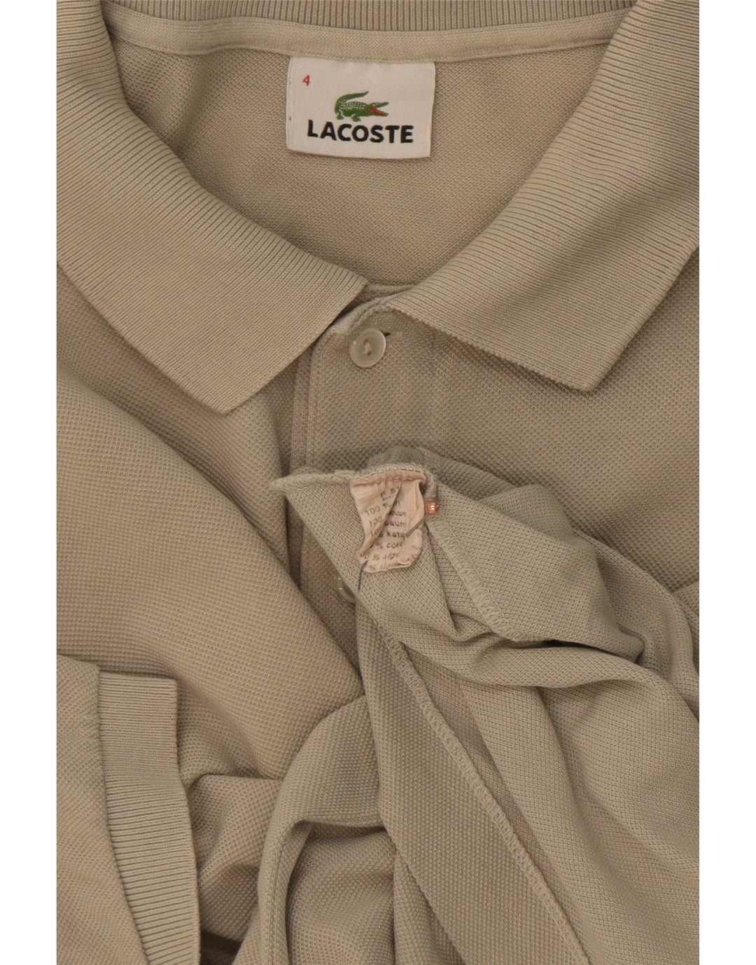 Camisa polo masculina Lacoste tamanho 4 algodão bege médio