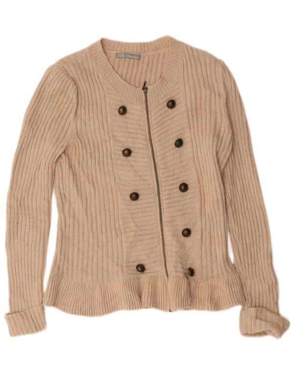 Suéter cardigã feminino Marks & Spencer Reino Unido 16 grande bege acrílico