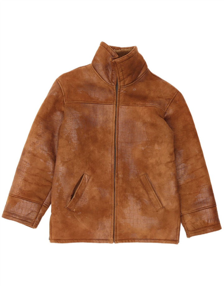 Jaqueta masculina vintage Shearling IT 48 marrom médio
