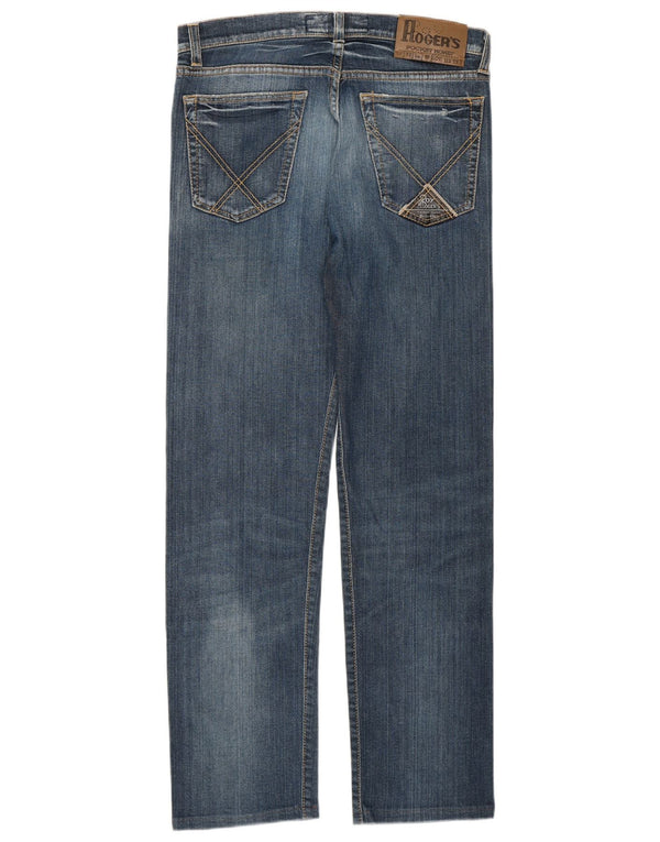 Calça jeans feminina Roy Rogers Seven Bell Straight IT 46 grande W32 L29 algodão azul