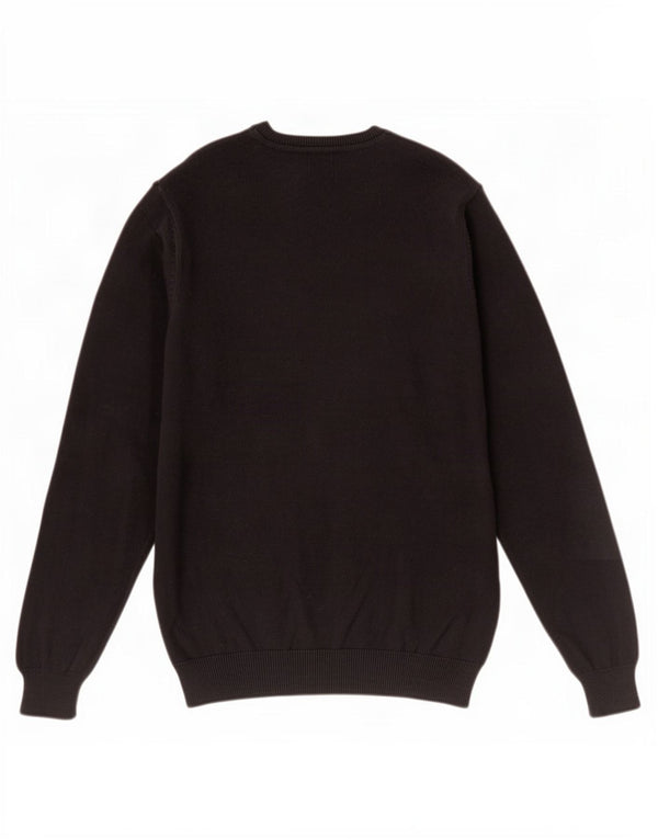 Suéter masculino Marks & Spencer com ajuste regular e decote em V, algodão preto médio