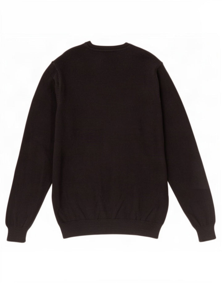 Suéter masculino Marks & Spencer com ajuste regular e decote em V, algodão preto médio