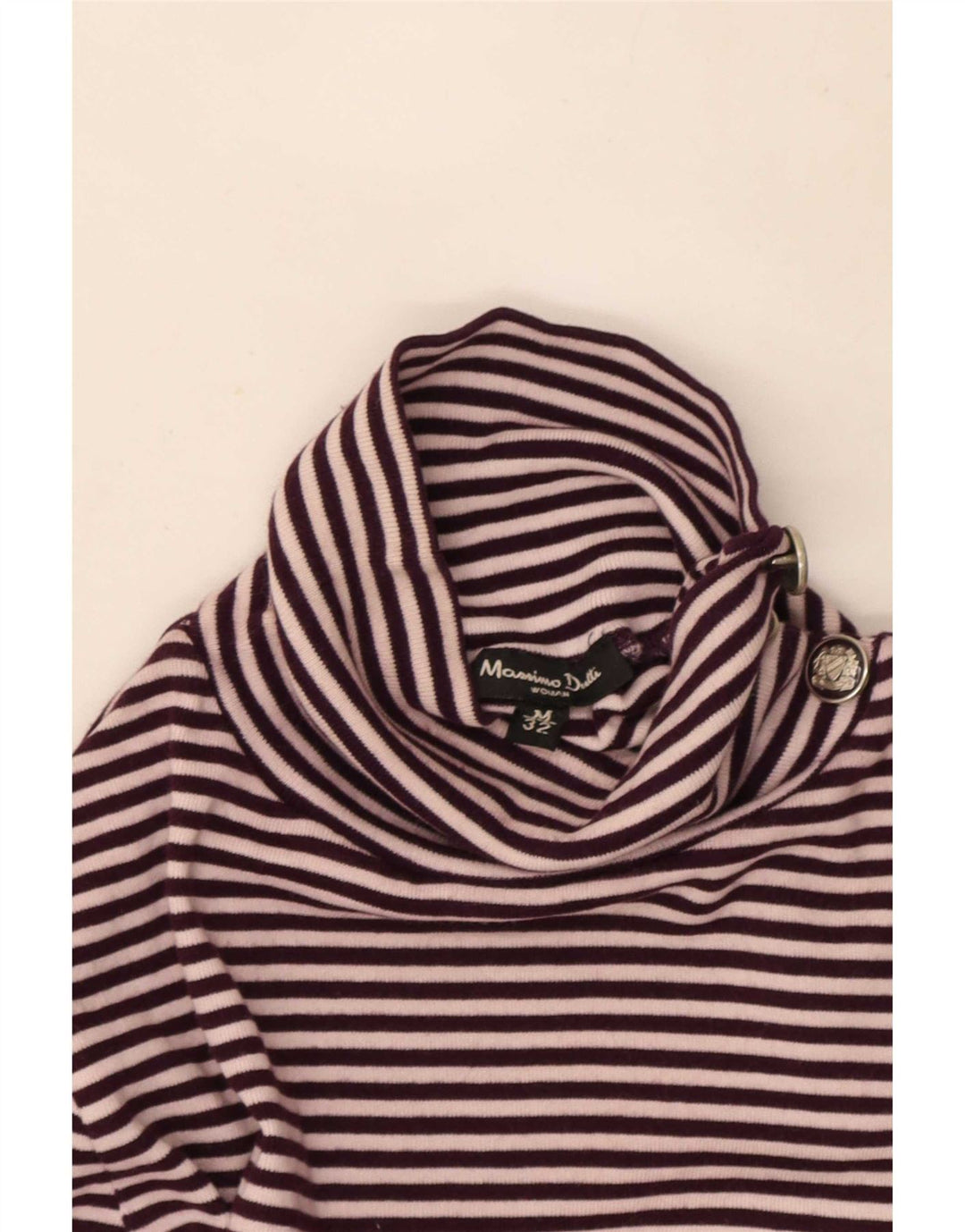 Suéter feminino Massimo Dutti com gola redonda e gola redonda, listrado roxo médio, Reino Unido 12