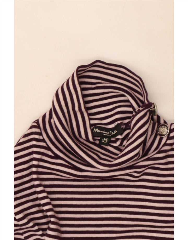 Suéter feminino Massimo Dutti com gola redonda e gola redonda, listrado roxo médio, Reino Unido 12