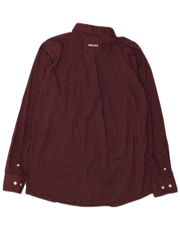Camisa Ariat Menino 15-16 Anos XL Algodão Manchado Borgonha