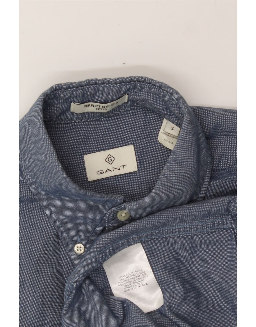 GANT Mens Oxford Fitted Shirt Small Blue Cotton Vintage Gant and Second-Hand Gant from Messina Hembry 