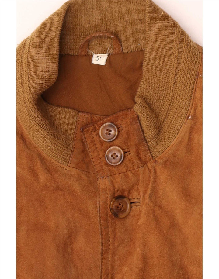 Jaqueta bomber masculina vintage de camurça IT 50 grande marrom