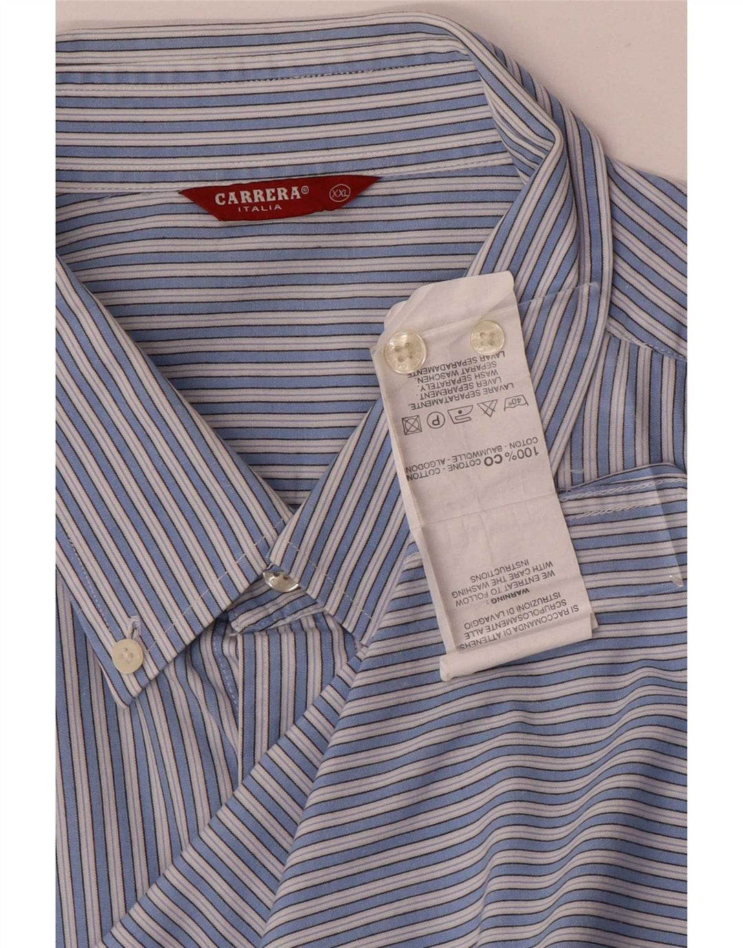 Camisa masculina Carrera 2XL algodão listrado azul