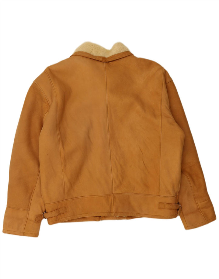 Jaqueta masculina vintage de shearling UK 40 grande shearling bege
