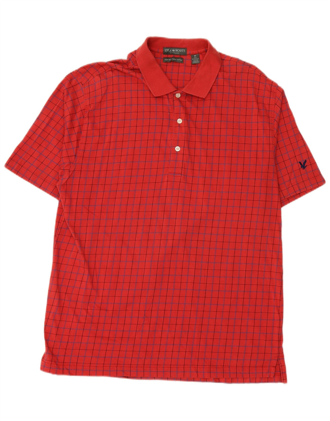 Camisa polo masculina LYLE & SCOTT de algodão xadrez vermelho médio