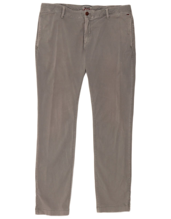 Tommy Hilfiger Mens Slim Chino Calças W36 L32 Algodão Cinza