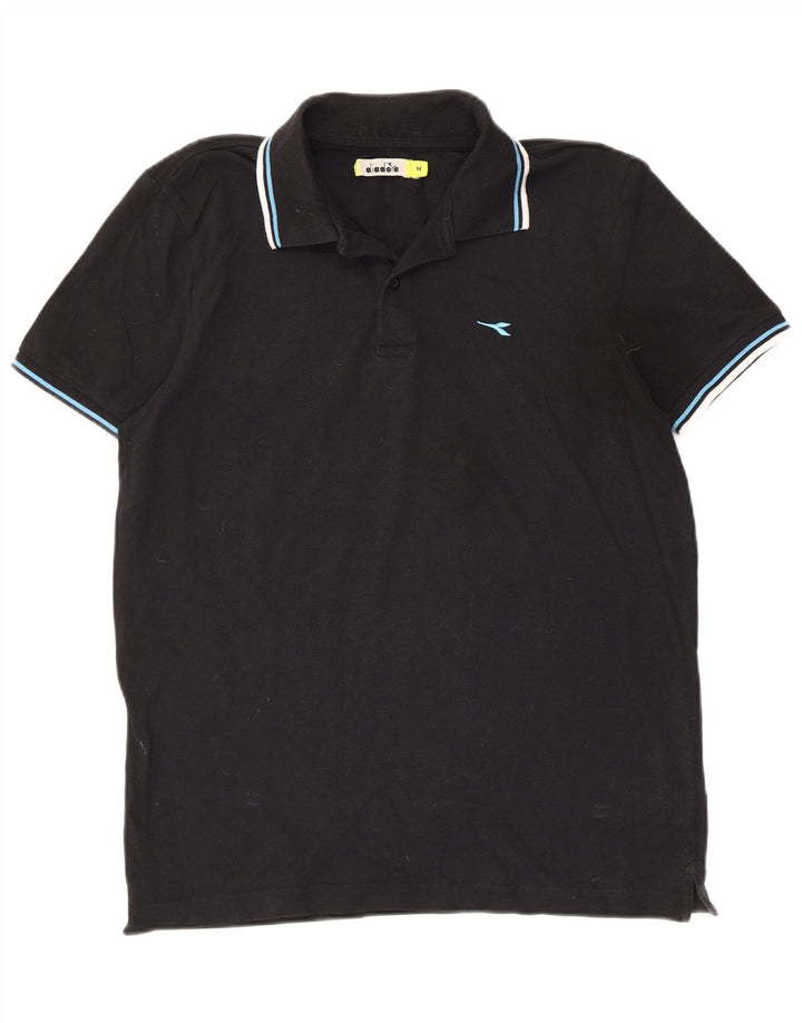 Camisa polo masculina DIADORA de algodão preto médio