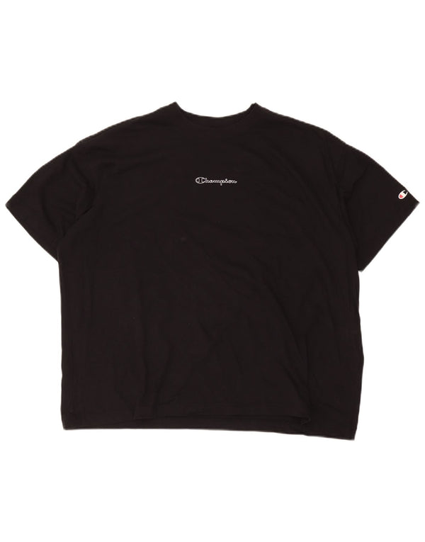 Camiseta feminina grande com estampa Champion UK 10 algodão preto pequeno