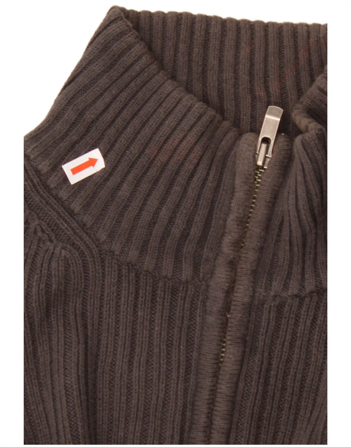 Suéter masculino CALVIN KLEIN com zíper e gola grande de algodão cinza
