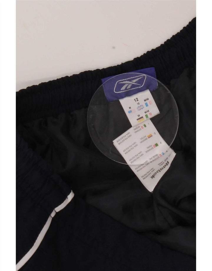 Reebok Womens Capri Calças de treino UK 12 Médio Azul Marinho Poliéster
