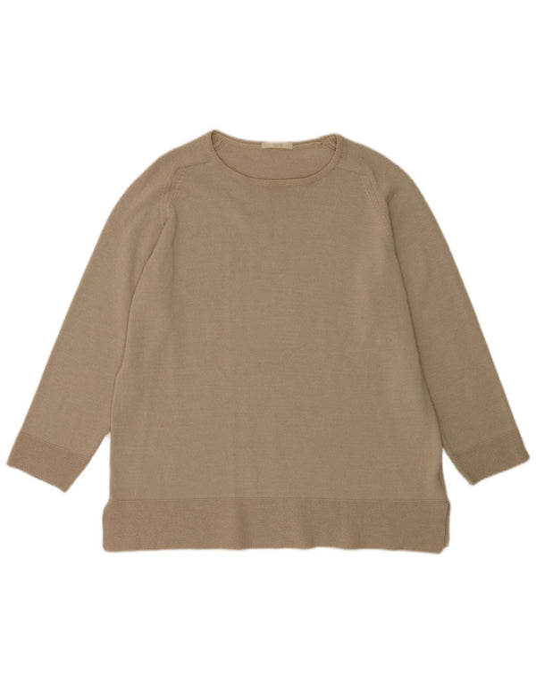 Suéter feminino Marks & Spencer com gola canoa Reino Unido 18 XL bege acrílico