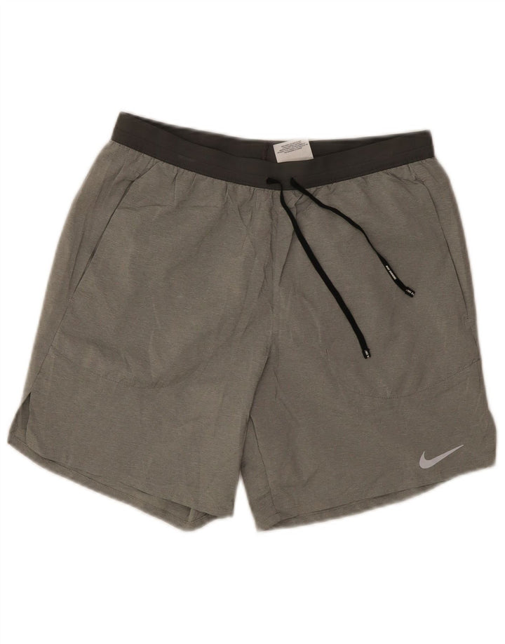Shorts esportivos femininos Nike Dri Fit UK 10 poliéster cinza pequeno
