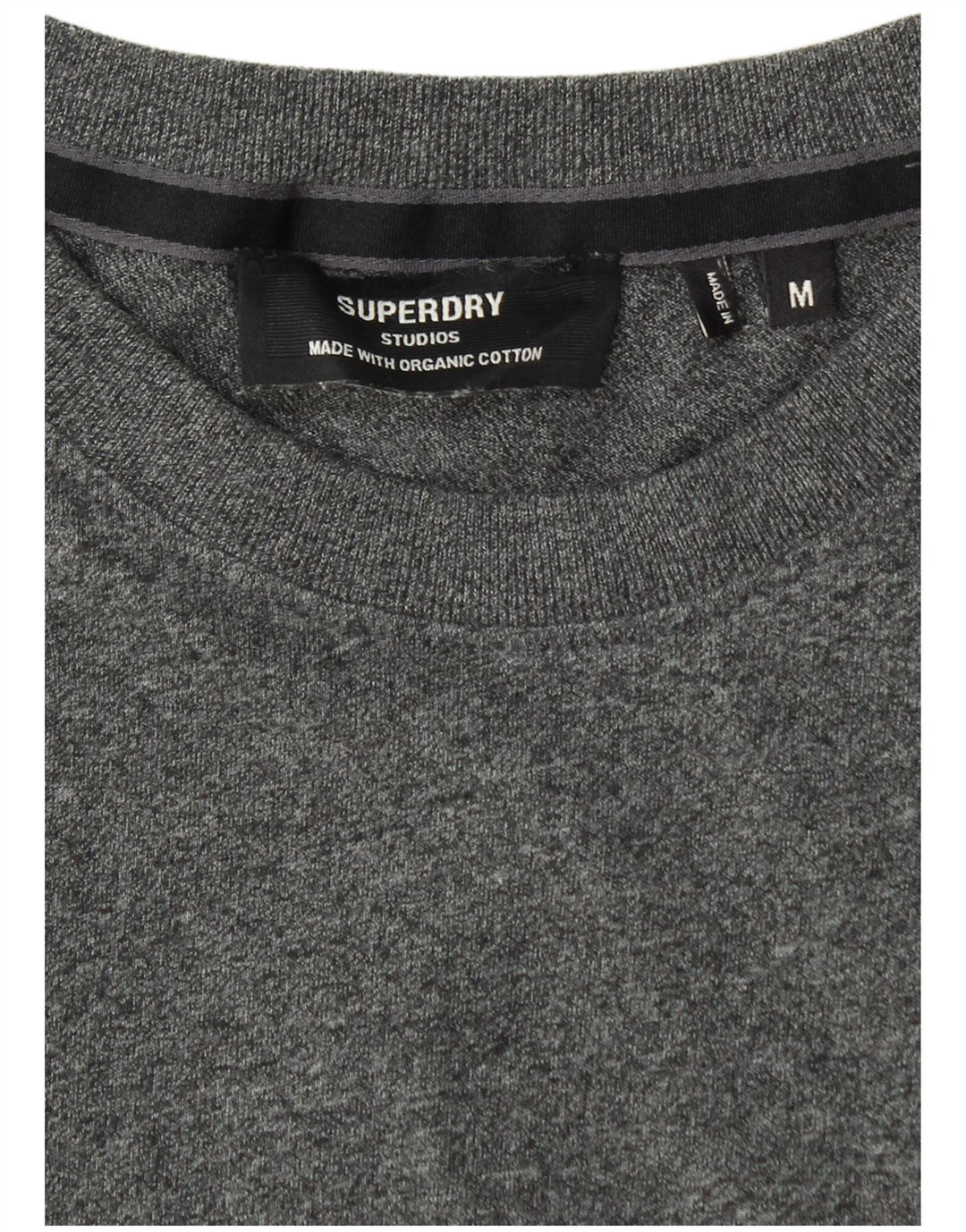 Camiseta masculina SUPERDRY Top cinza médio manchado de algodão