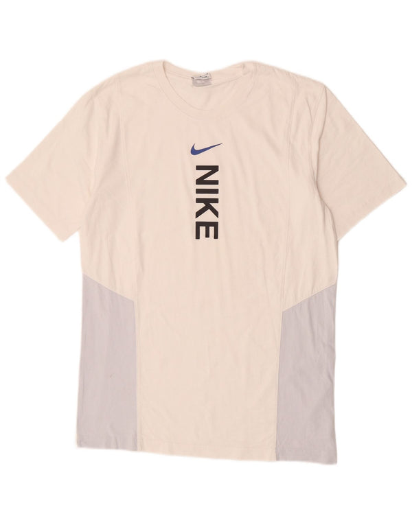 Camiseta Nike masculina gráfica Top médio branco colorblock algodão