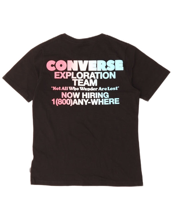 Camiseta feminina Converse com estampa gráfica UK 10 pequena algodão preto