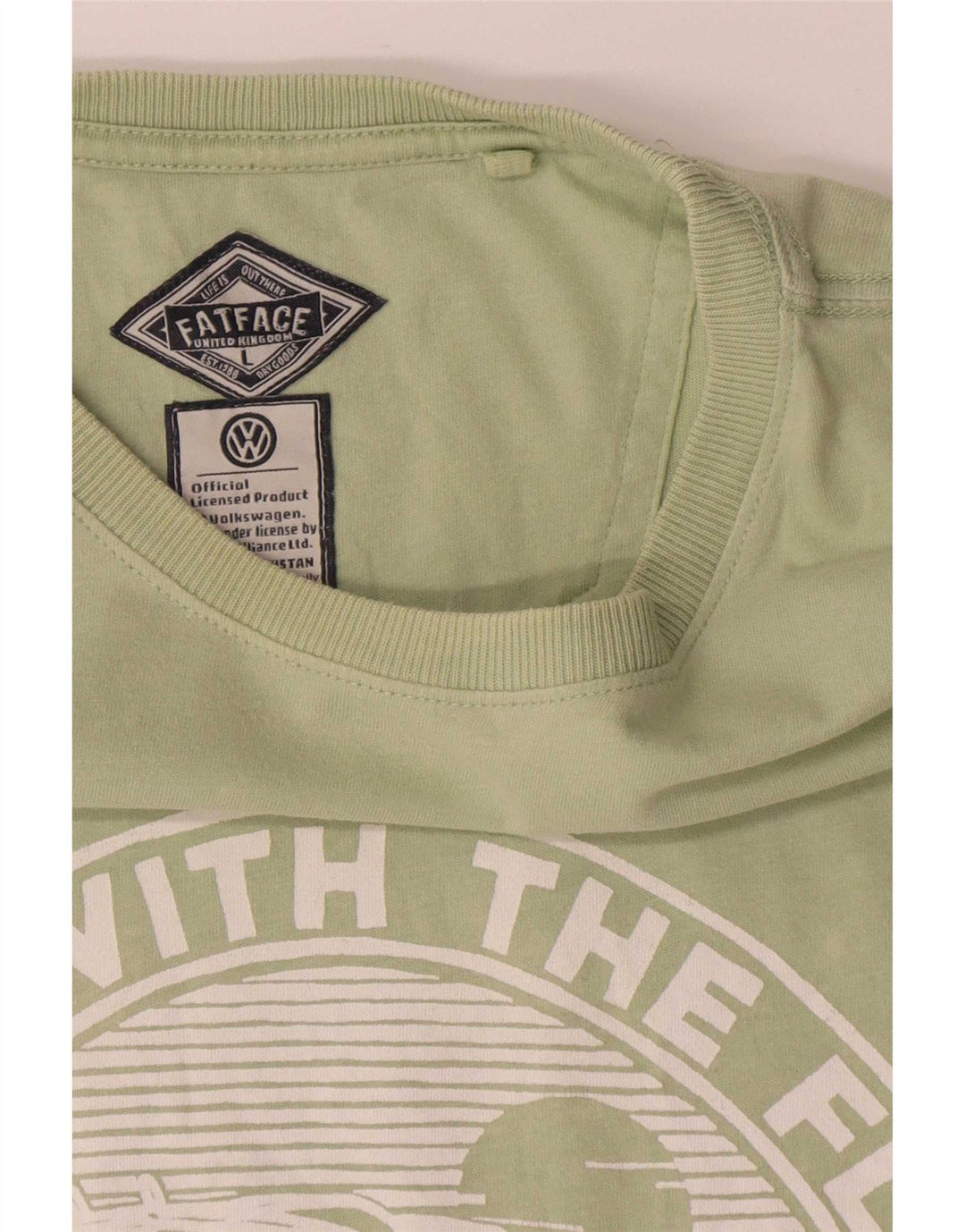 Camiseta gráfica masculina Fat Face Top grande de algodão verde