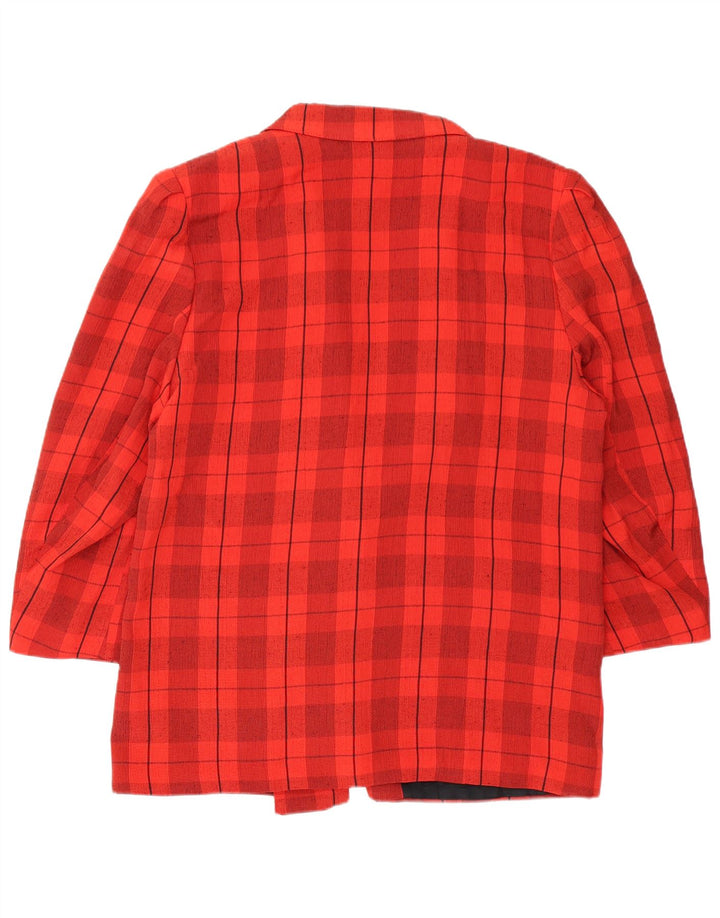 Jaqueta blazer feminina vintage com botões duplos EU 44 XL vermelho xadrez viscose