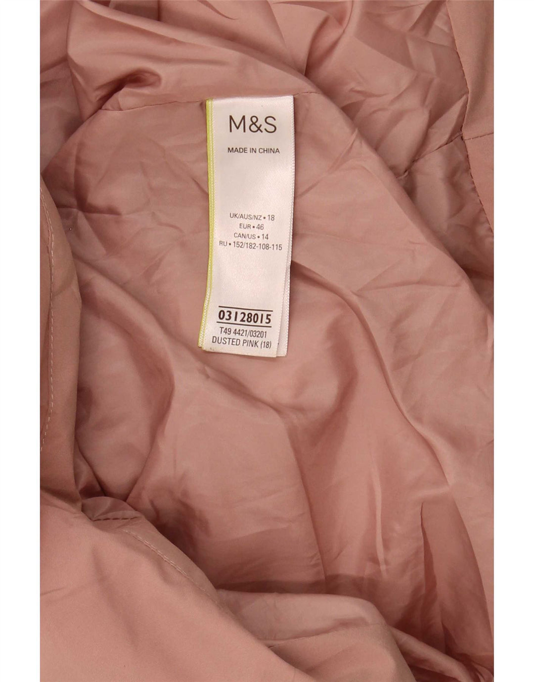 Casaco feminino acolchoado com capuz e capuz Marks & Spencer UK 18 XL rosa poliéster