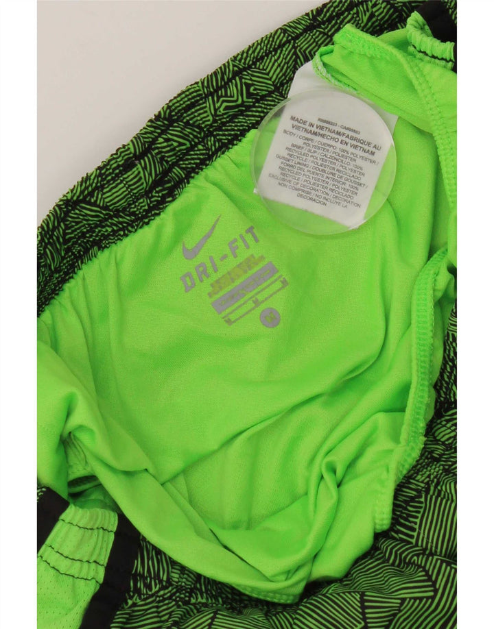 Shorts esportivos femininos Nike Dri Fit UK 14 poliéster geométrico verde médio