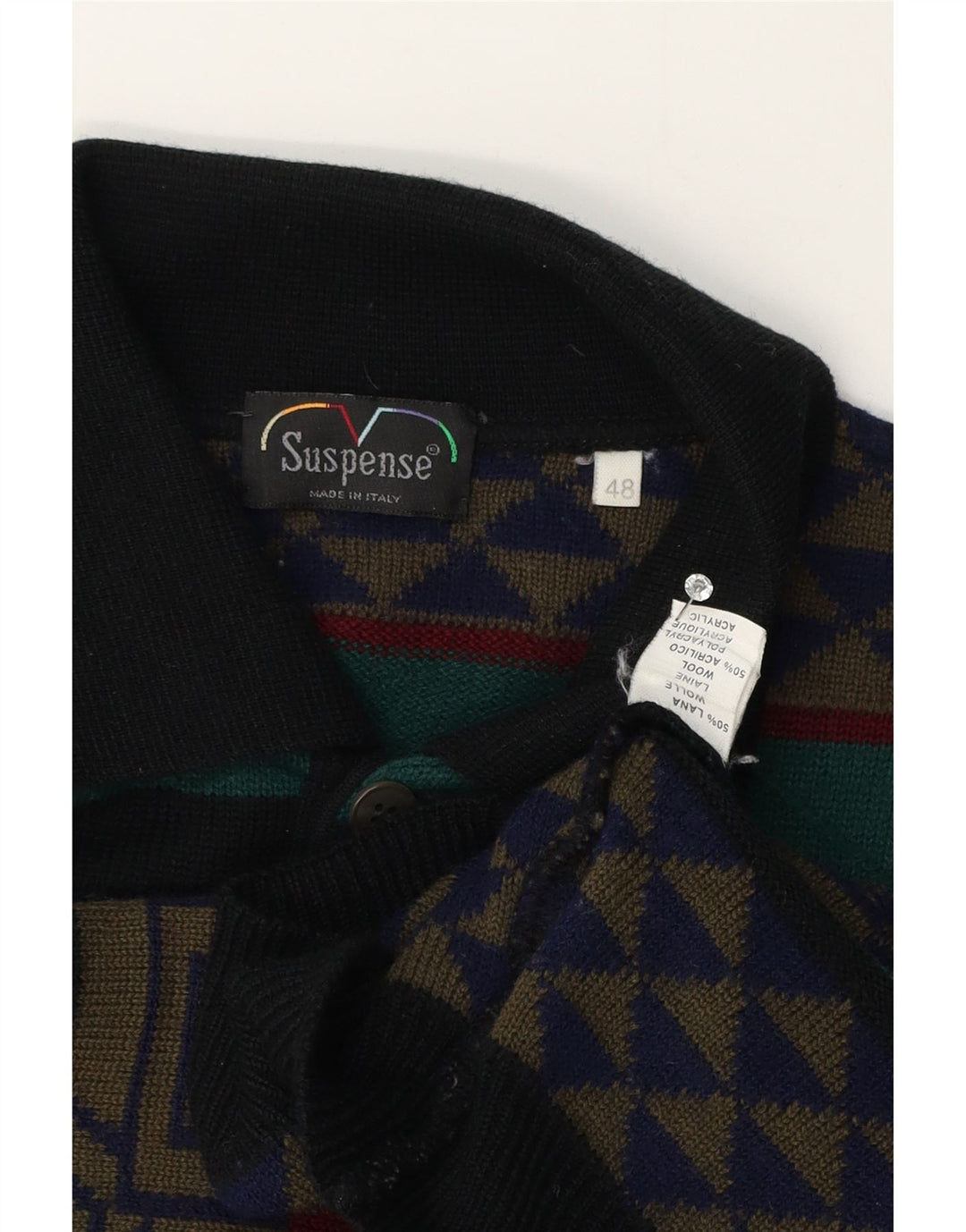Suspense Mens Polo Neck Jumper Sweater IT 48 Médio Multicolorido Geométrico