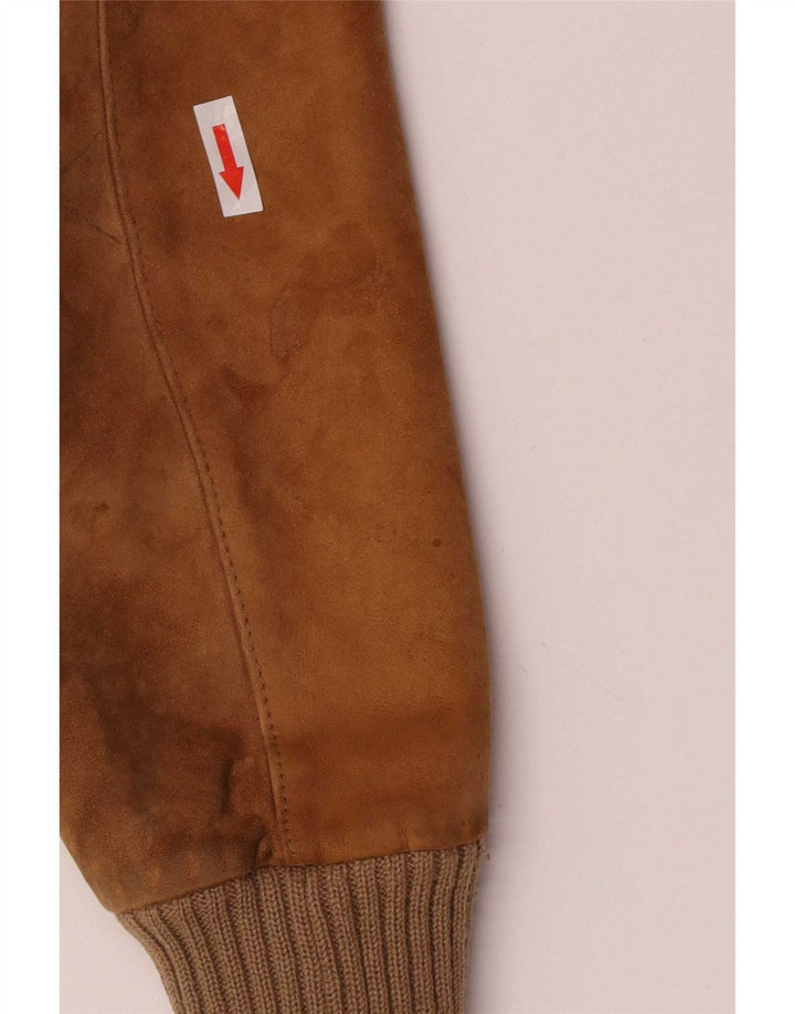 Jaqueta masculina vintage de camurça bomber IT 48 bege médio