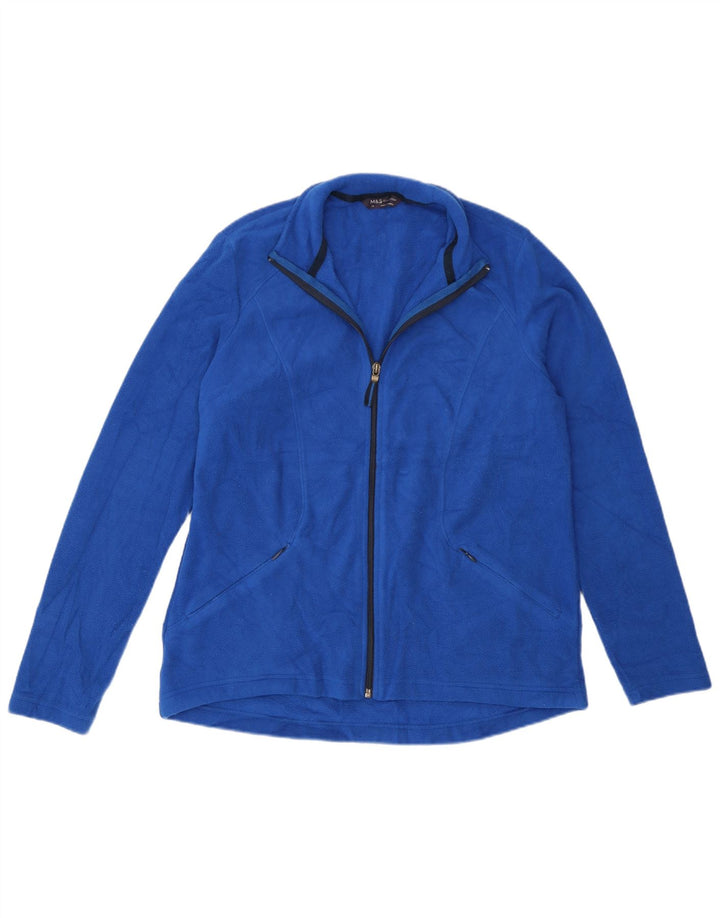Jaqueta de lã feminina Marks & Spencer Reino Unido 14 grande poliéster azul