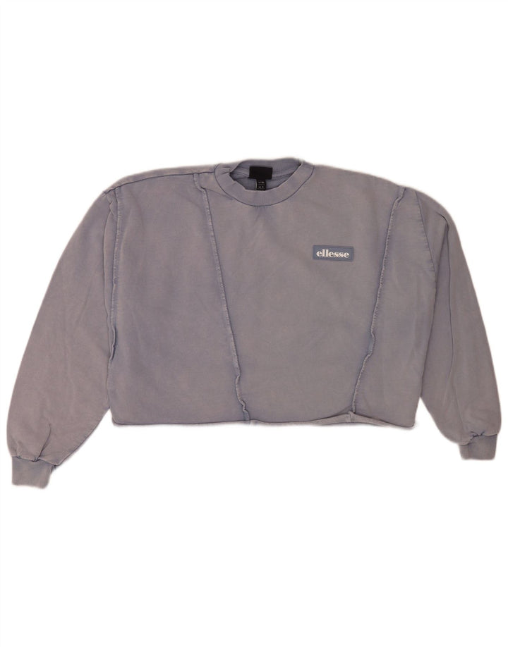 Suéter Ellesse feminino cropped oversized Reino Unido 8 pequeno azul algodão