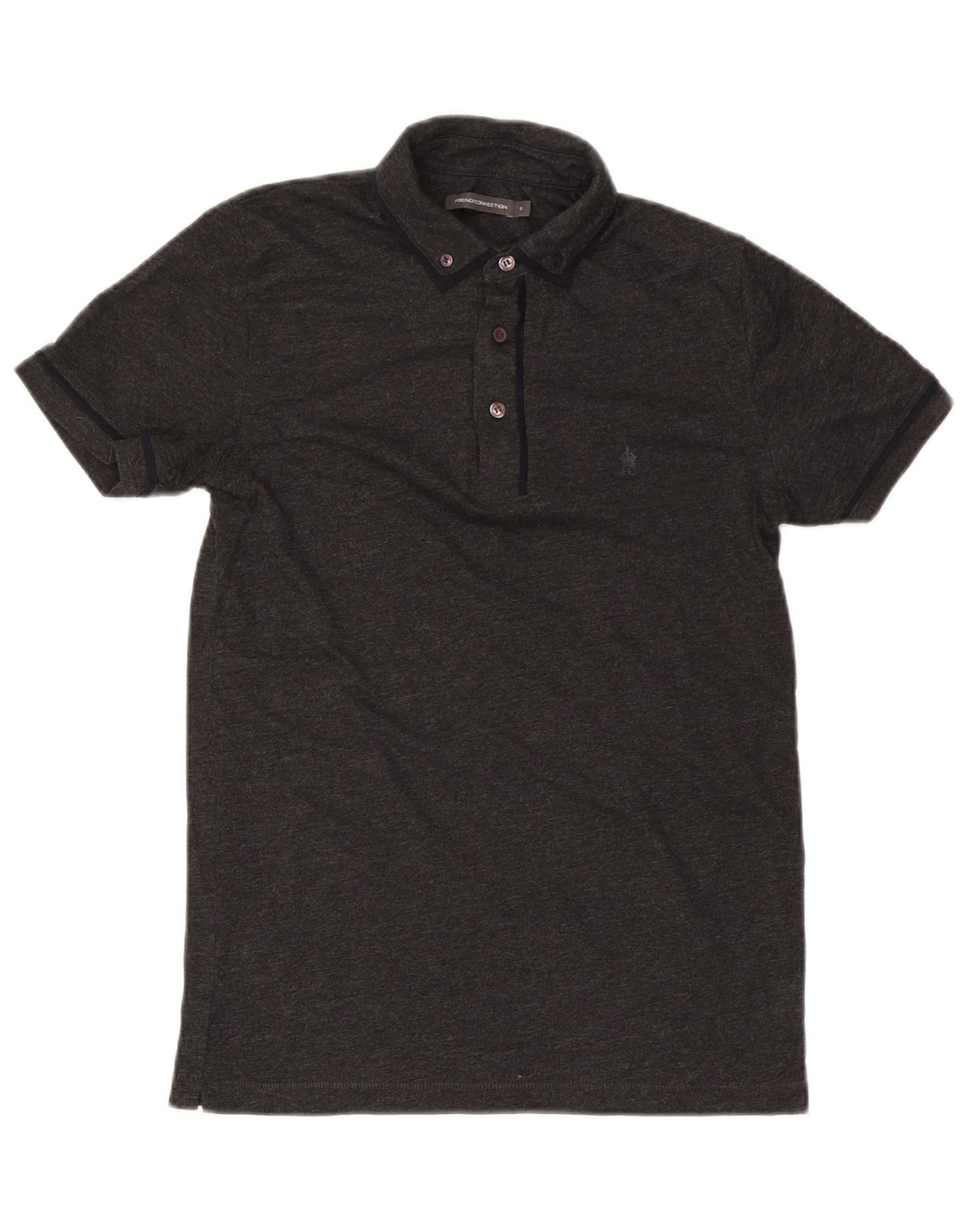 Camisa polo masculina French Connection algodão manchado cinza pequeno