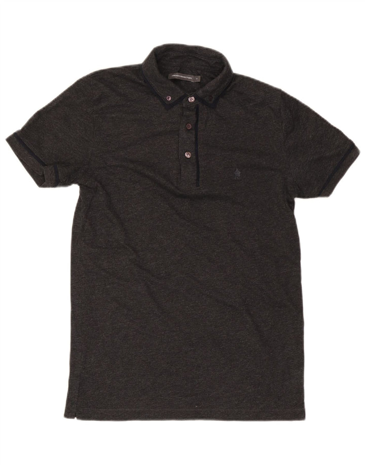 Camisa polo masculina French Connection algodão manchado cinza pequeno